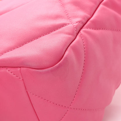 Chanel Lambskin Quilted Chanel 19 East West Shopping Bag Dark Pink 11 of 12