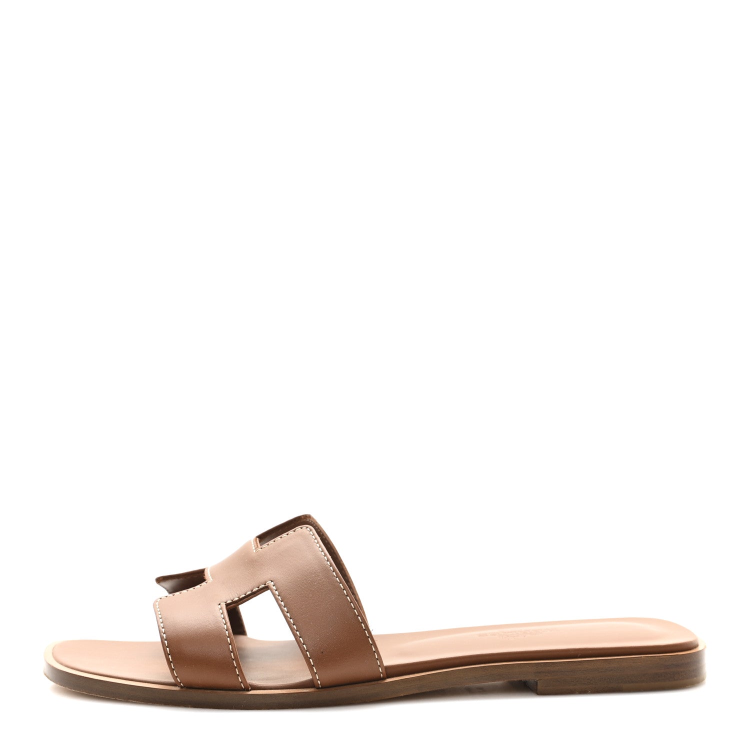 Hermes Box Calfskin Oran Sandals 36.5 Gold 1 of 9