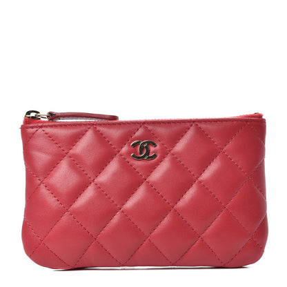 Chanel Lambskin Quilted Small Cosmetic Case Dark Pink 1 of 7