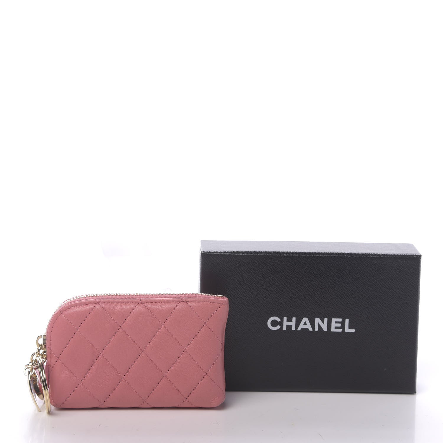 Chanel Lambskin Quilted Valentine Charms Key Holder Case Pink 9 of 9