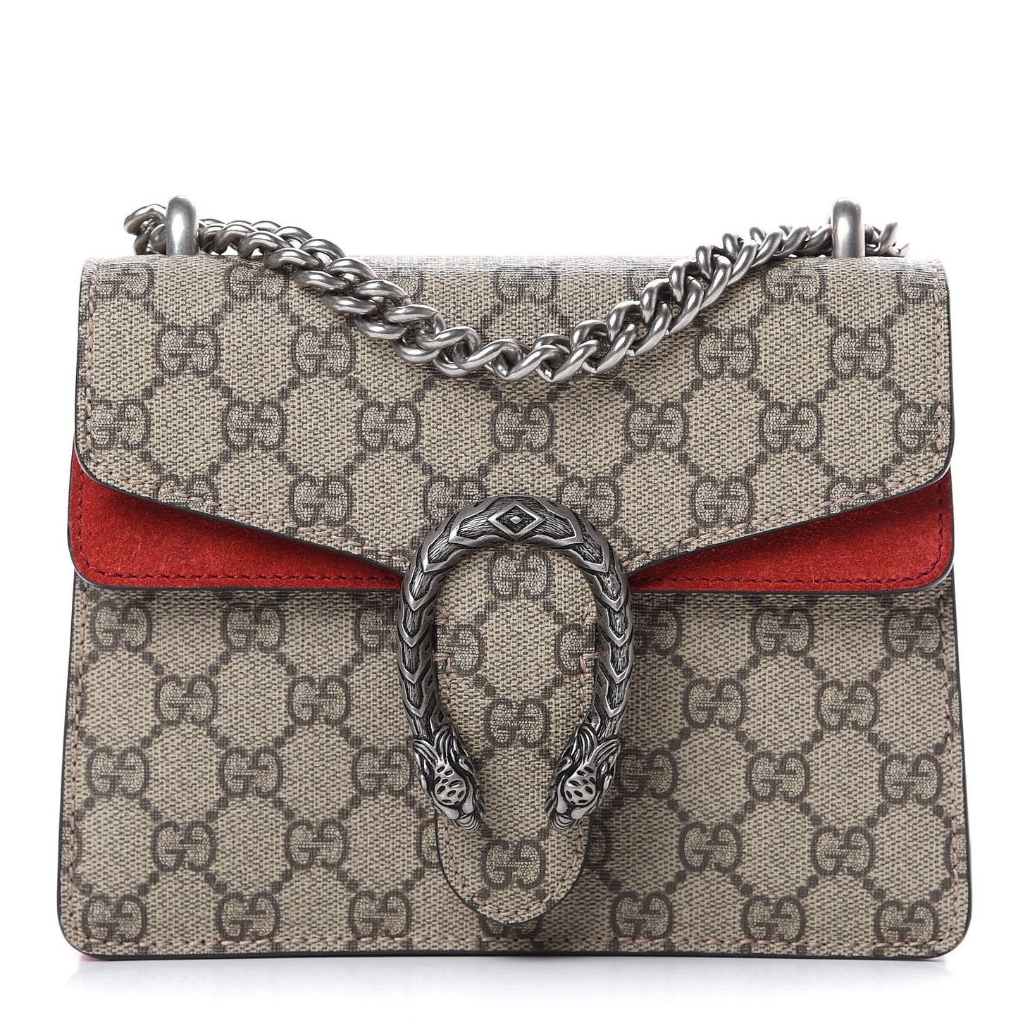 GG Supreme Monogram Mini Dionysus Shoulder Bag Hibiscus Red