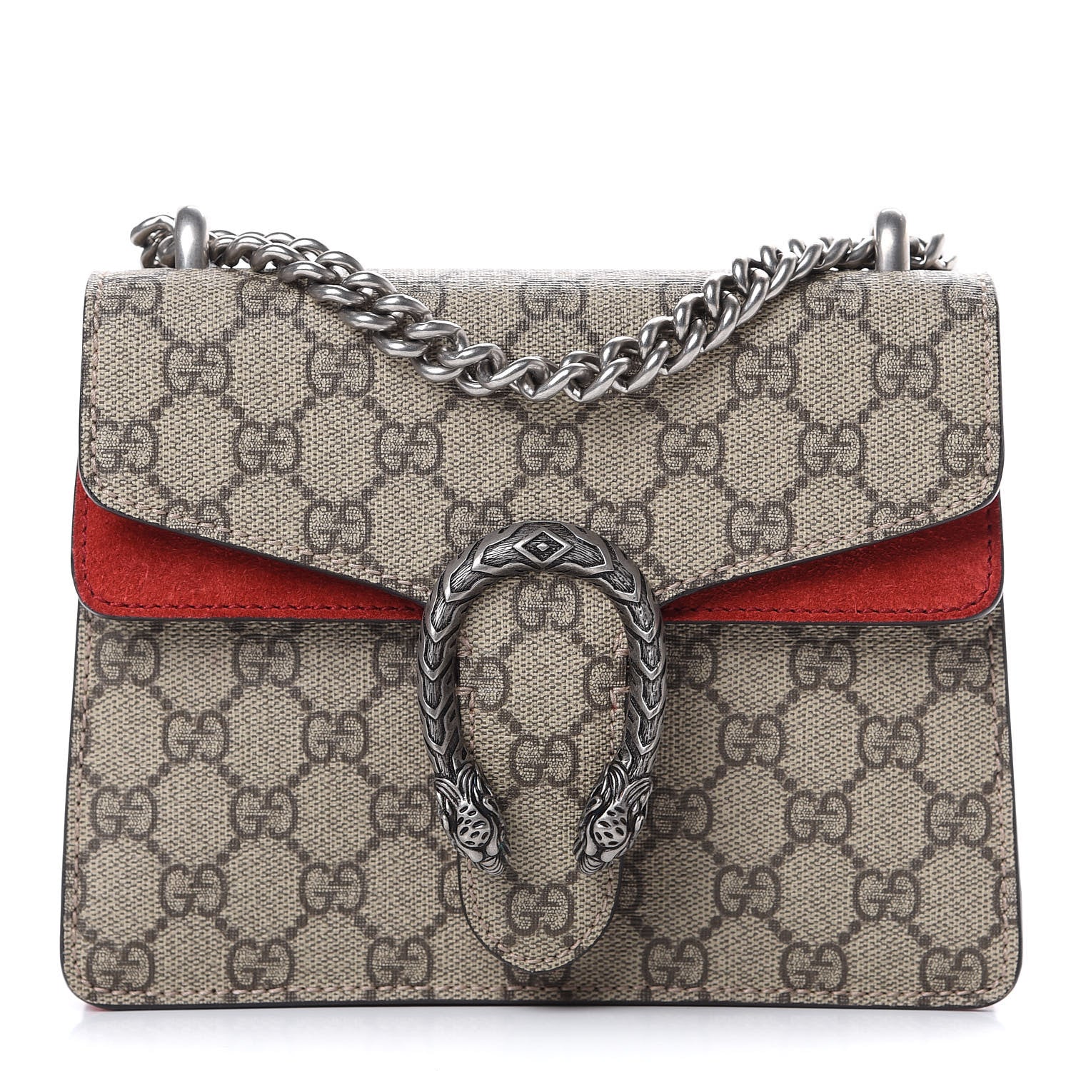 Gucci GG Supreme Monogram Mini Dionysus Shoulder Bag Hibiscus Red 1 of 12