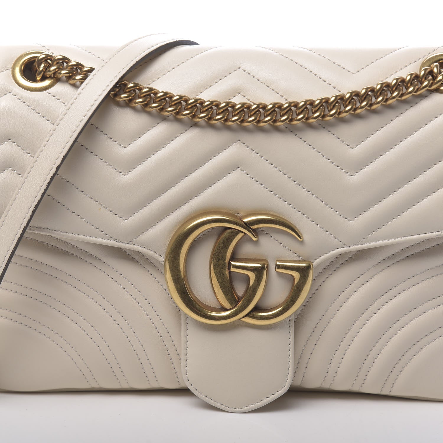 Gucci Calfskin Matelasse Medium GG Marmont Shoulder Bag White 10 of 10