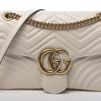 Gucci Calfskin Matelasse Medium GG Marmont Shoulder Bag White 10 of 10