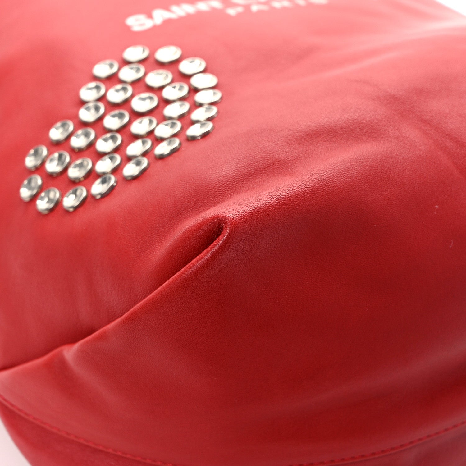 Saint Laurent Lambskin Charm Studded Teddy Drawstring Bag Eros Red 11 of 13