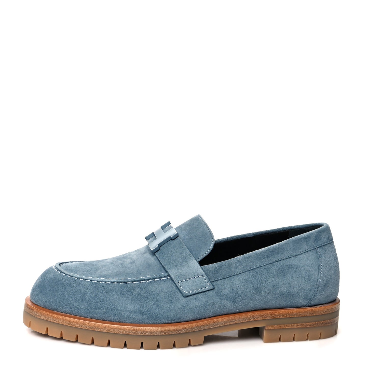 Suede Goatskin Womens Faubourg Loafers 35 Bleu Pinede