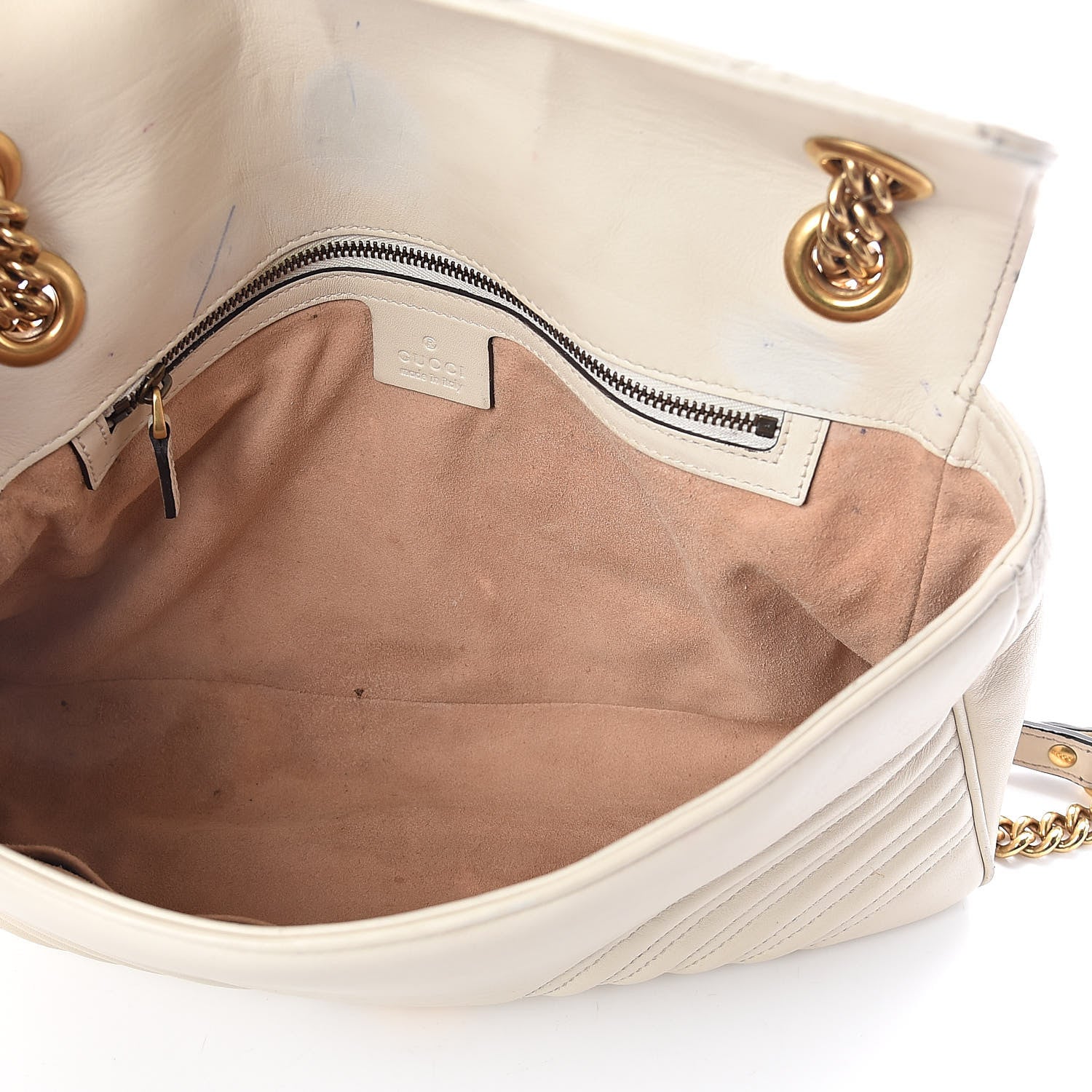 Gucci Calfskin Matelasse Medium GG Marmont Shoulder Bag White 5 of 19