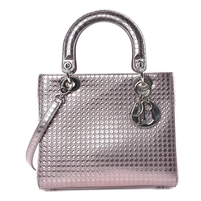 Christian Dior Metallic Patent Micro-Cannage Medium Lady Dior Pink 1 of 17