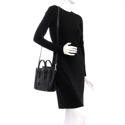 Celine Drummed Calfskin Nano Luggage Black 2 of 8