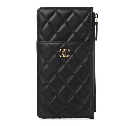 Chanel Lambskin Quilted Egyptian Amulet Classic Flat Wallet Pouch Black 1 of 4