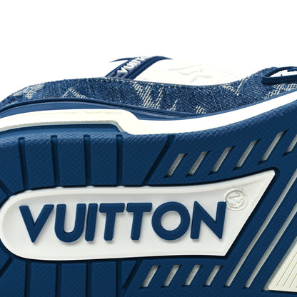 Louis Vuitton Calfskin Embossed Monogram Denim Womens LV Trainer Sneakers 36 Blue 6 of 9