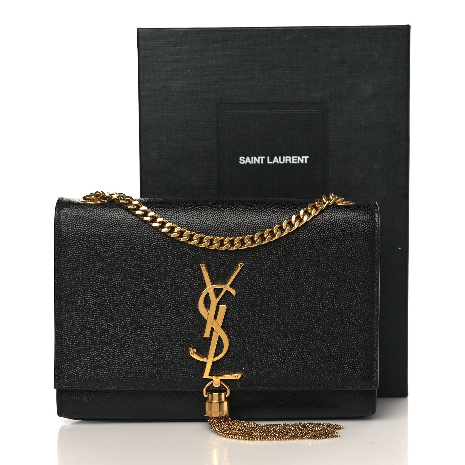 Saint Laurent Grain De Poudre Small Classic Monogram Kate Tassel Satchel Black 13 of 13