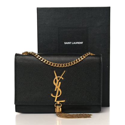 Saint Laurent Grain De Poudre Small Classic Monogram Kate Tassel Satchel Black 13 of 13