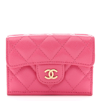 Chanel Caviar Quilted Tri-Fold Flap Wallet Pink 1 of 8