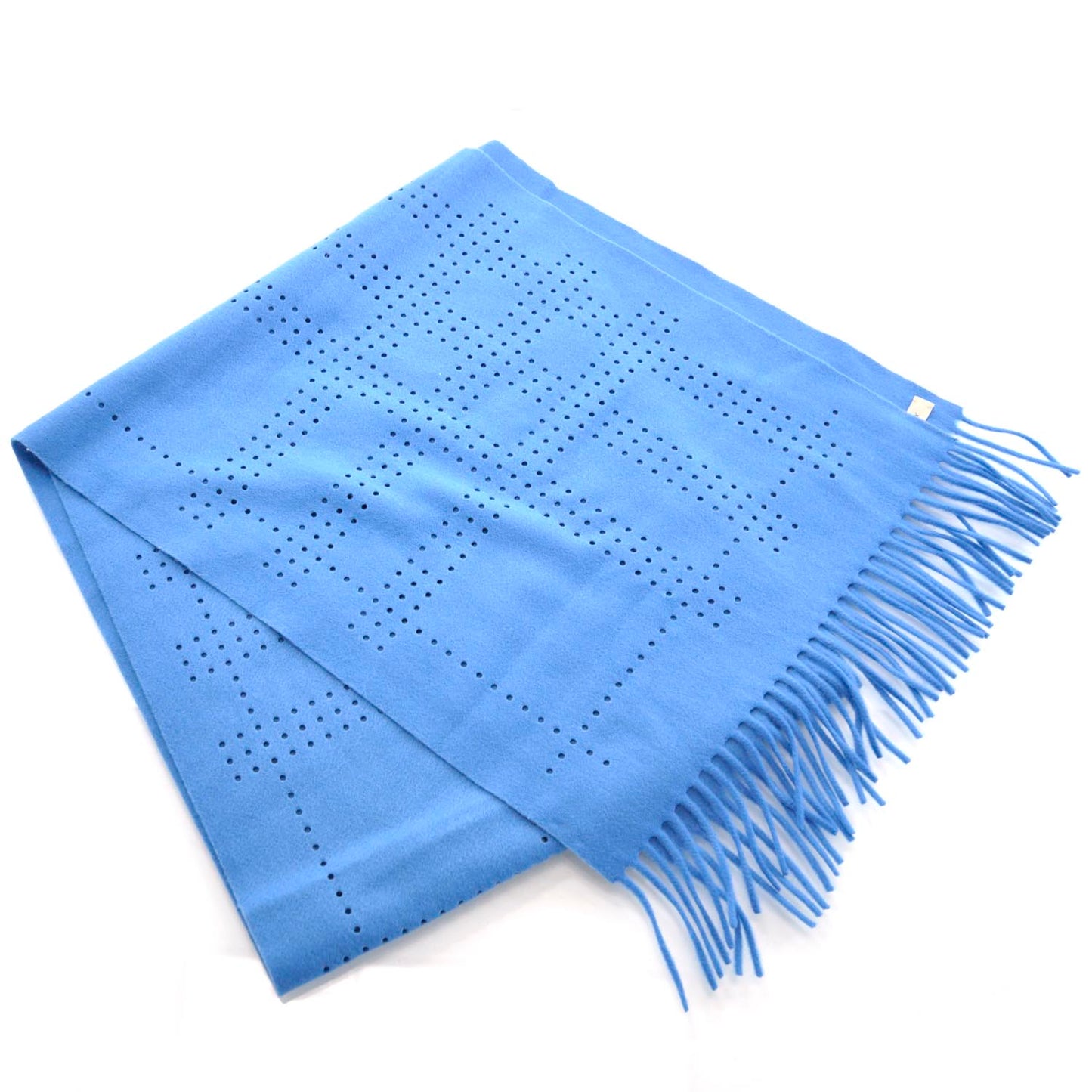 Cashmere Wool Perforated Scarf Atlantic Blue
