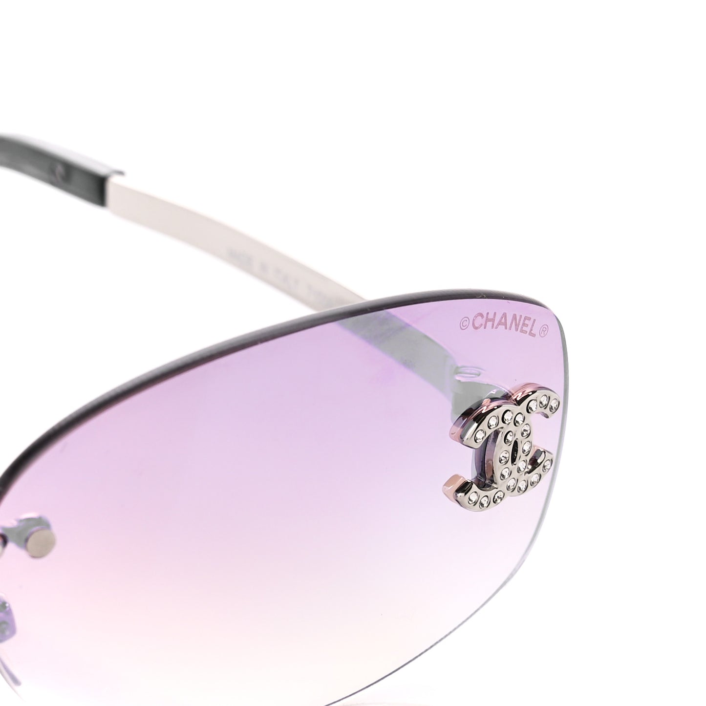 Metal Mirrored Crystal CC Oval Sunglasses 71559 Pink
