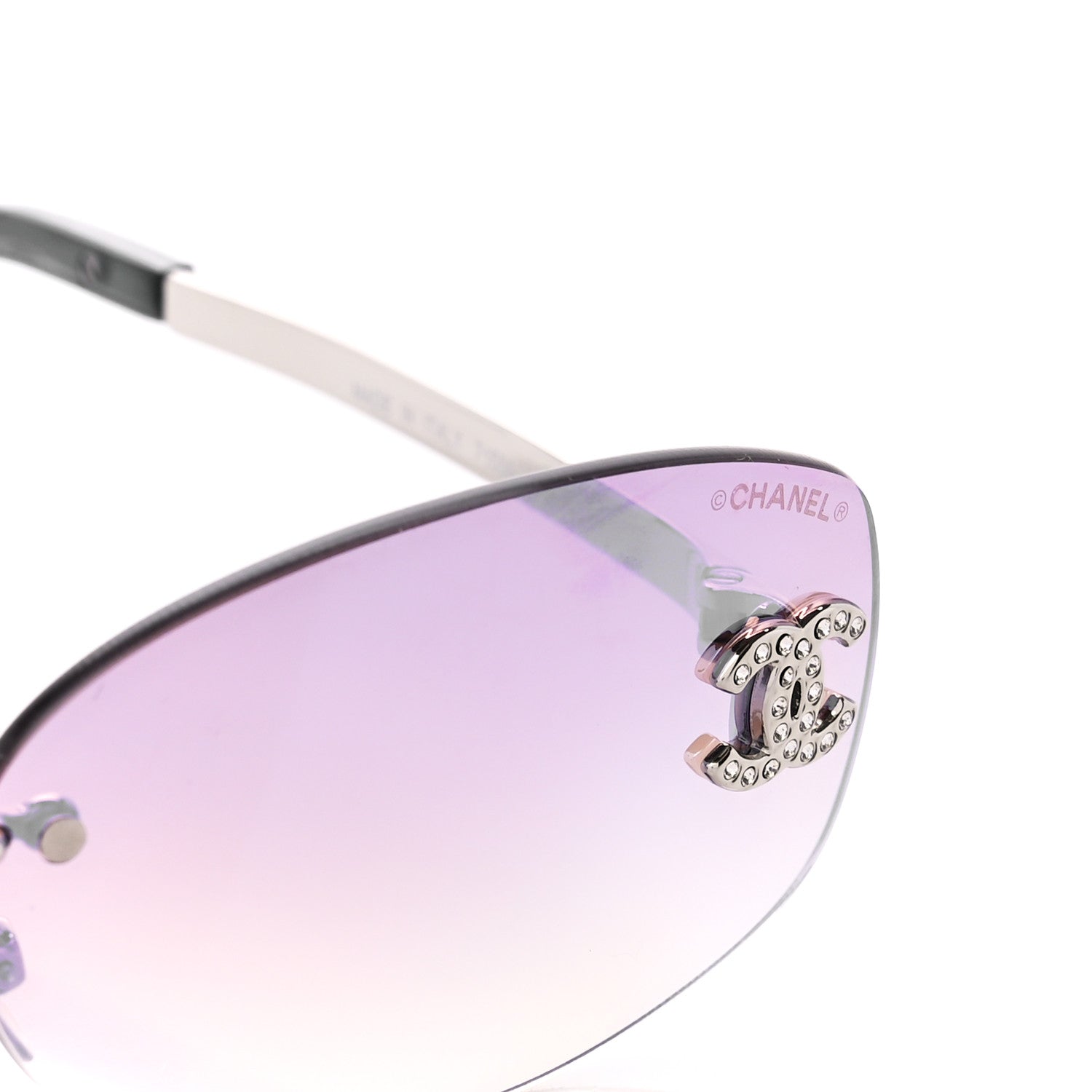 Chanel Metal Mirrored Crystal CC Oval Sunglasses 71559 Pink 3 of 9