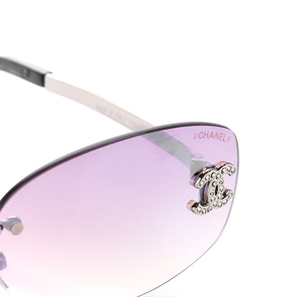 Chanel Metal Mirrored Crystal CC Oval Sunglasses 71559 Pink 3 of 9