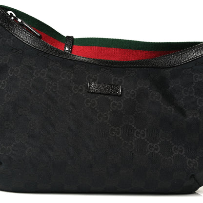 Gucci Monogram Web Medium Half Moon Hobo Black 12 of 16