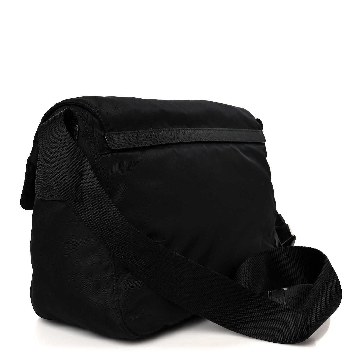 Prada Re-Nylon Vela Saffiano Pocket Double Buckle Messenger Shoulder Bag Black 3 of 10