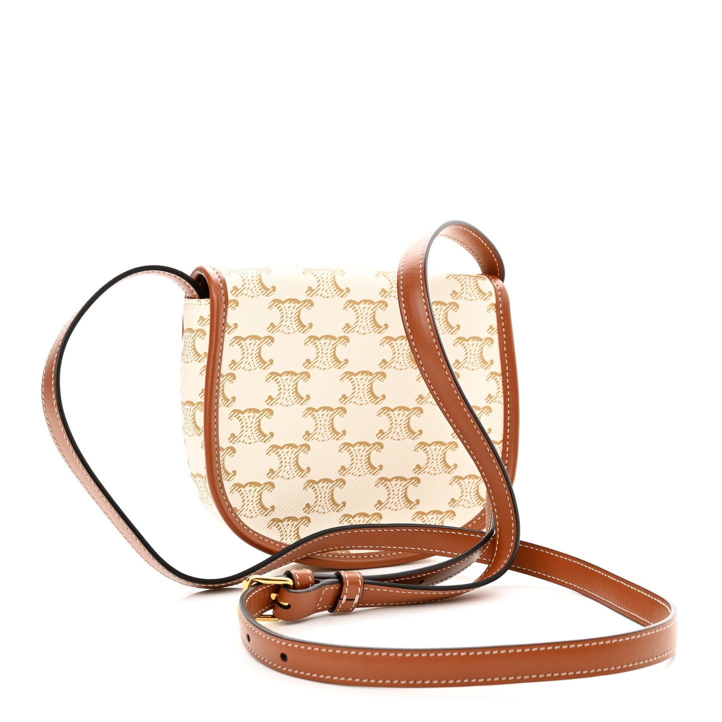 Triomphe Canvas Calfskin Mini Besace Bag White