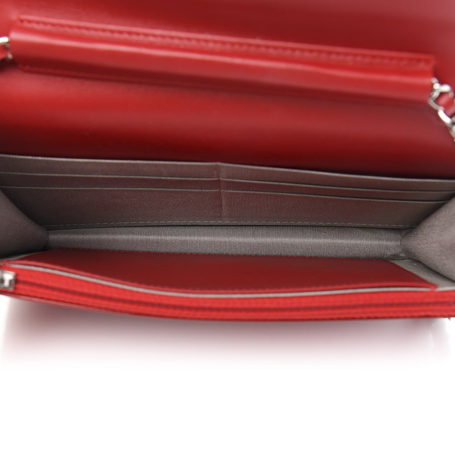 Patent Quilted Brilliant Wallet On Chain WOC Red