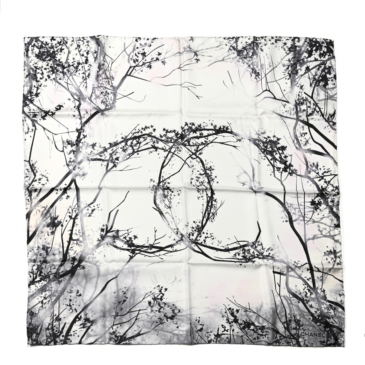 Silk CC Square Scarf Black