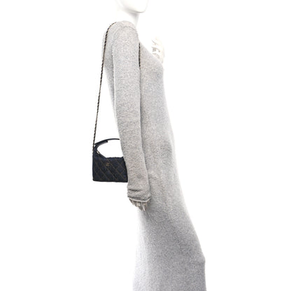 Chanel Denim Quilted Hobo Clutch With Chain Dark Blue Orange 2 of 11