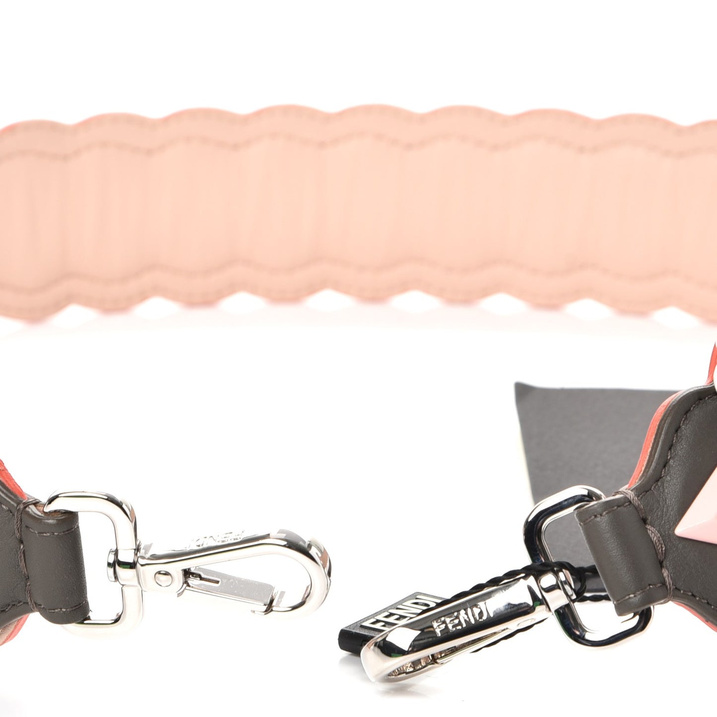 Vitello Dolce Nappa Hypnoteyes Bi-Color Scalloped Spike Studded Strap You Carbone Plaster White Multicolor