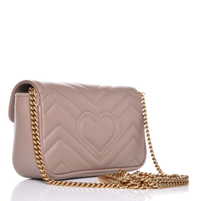 Gucci Calfskin Matelasse Super Mini GG Marmont Shoulder Bag Porcelain Rose 3 of 8
