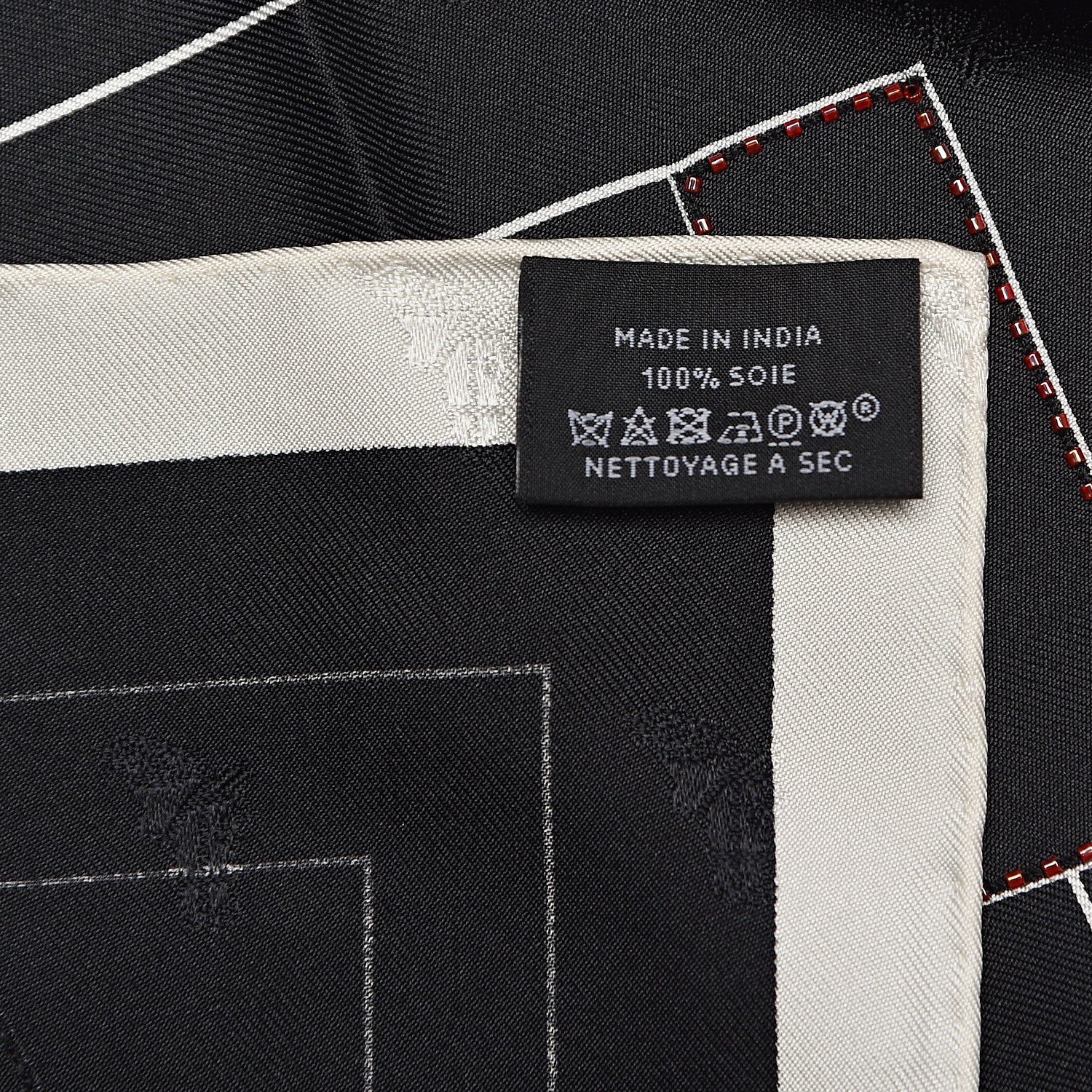 Hermes Silk Embroidered Alphabet Finesse Exceptional Scarf 70 Black White 3 of 4