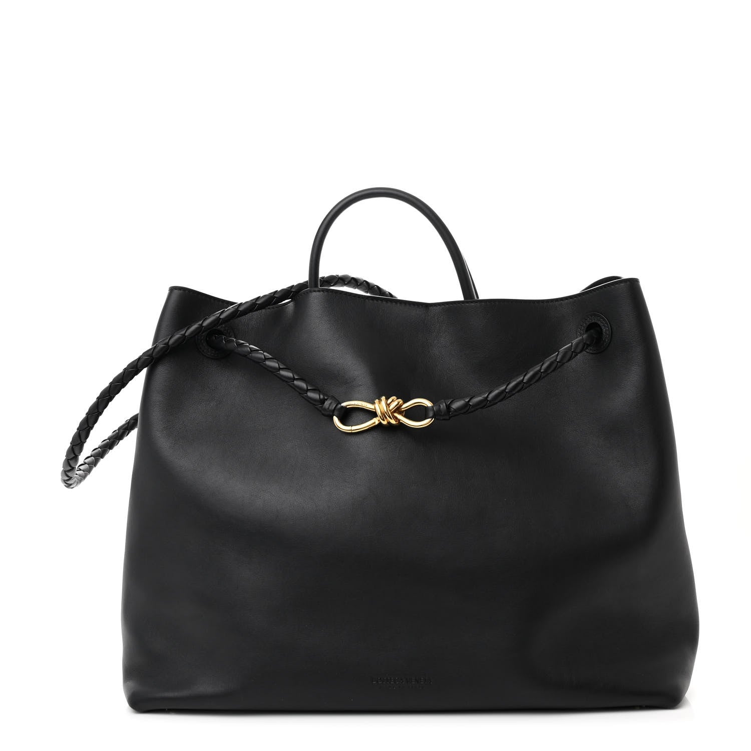 Bottega Veneta Silky Calfskin Large Andiamo Shoulder Bag Black 1 of 10