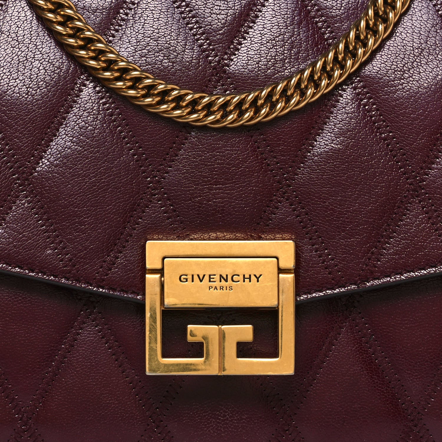 Givenchy Goatskin Quilted Medium GV3 Shoulder Bag Aubergine 16 of 16