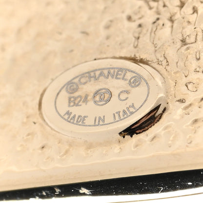 Chanel Resin CC Square Earrings Gold White 4 of 5