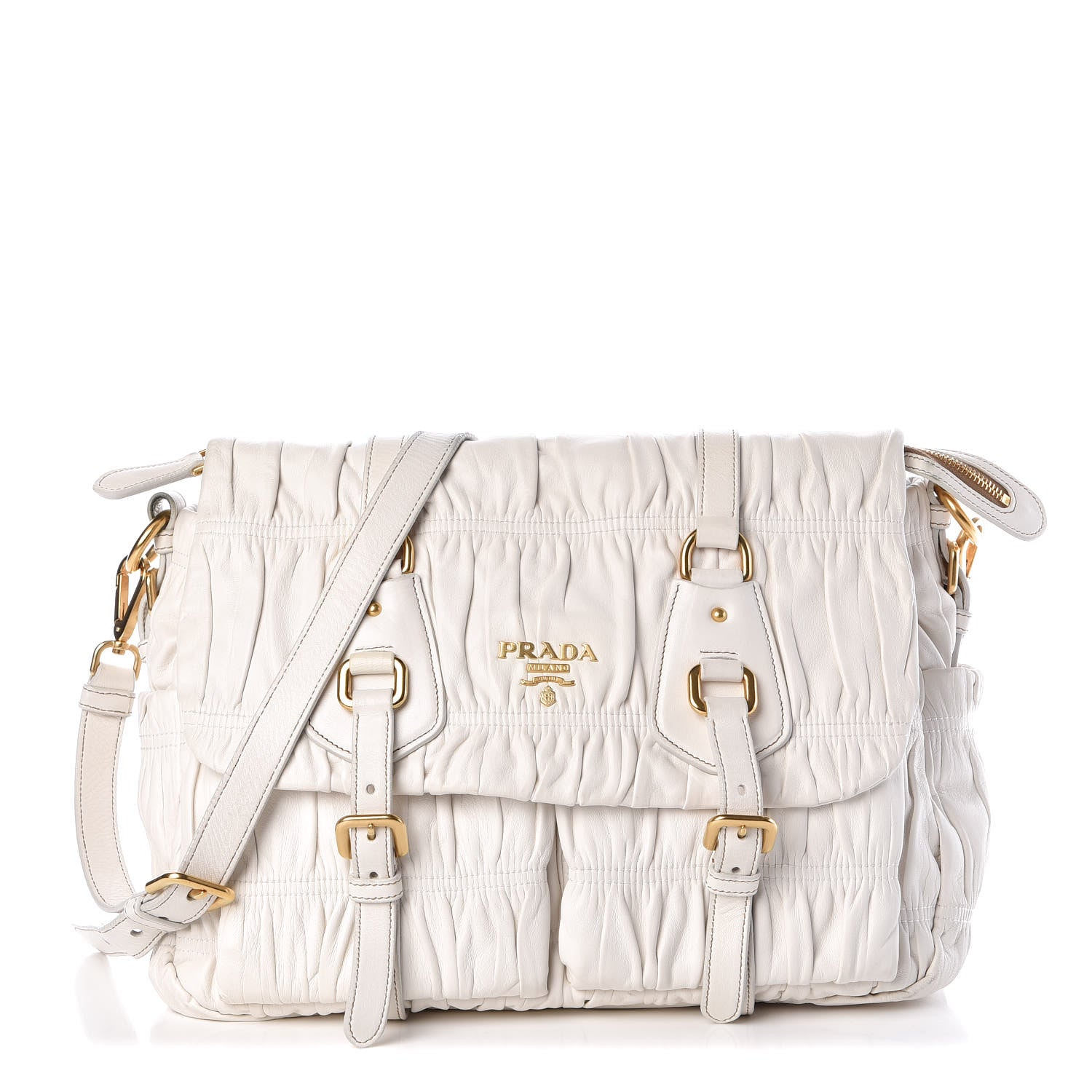 Prada Nappa Dressy Gaufre Messenger Talco 1 of 6