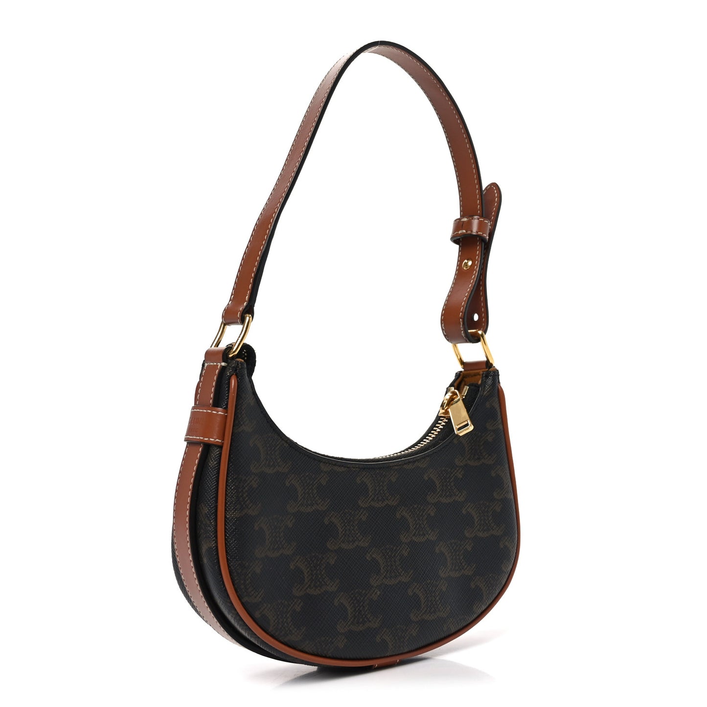 Canvas Calfskin Mini Ava Triomphe Shoulder Bag Tan