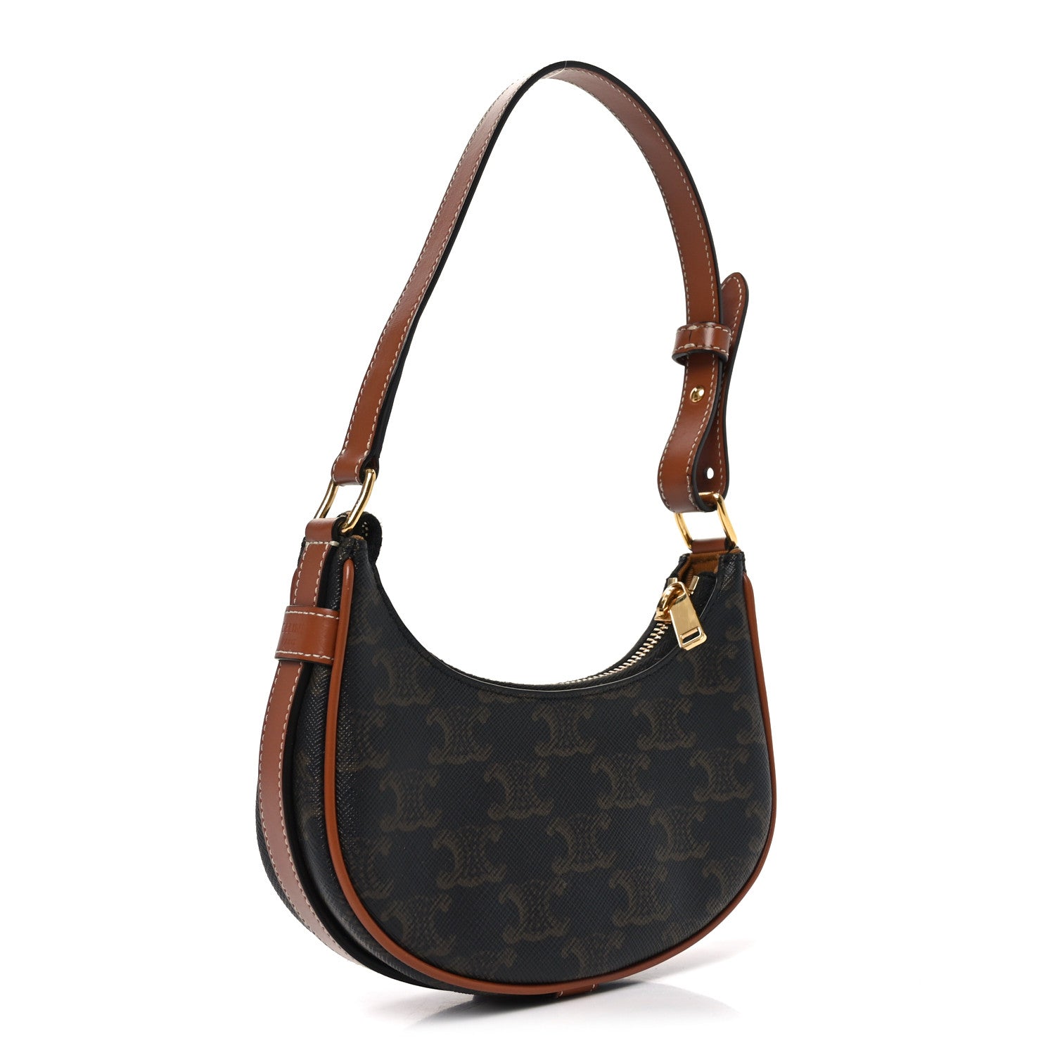 Celine Canvas Calfskin Mini Ava Triomphe Shoulder Bag Tan 4 of 17