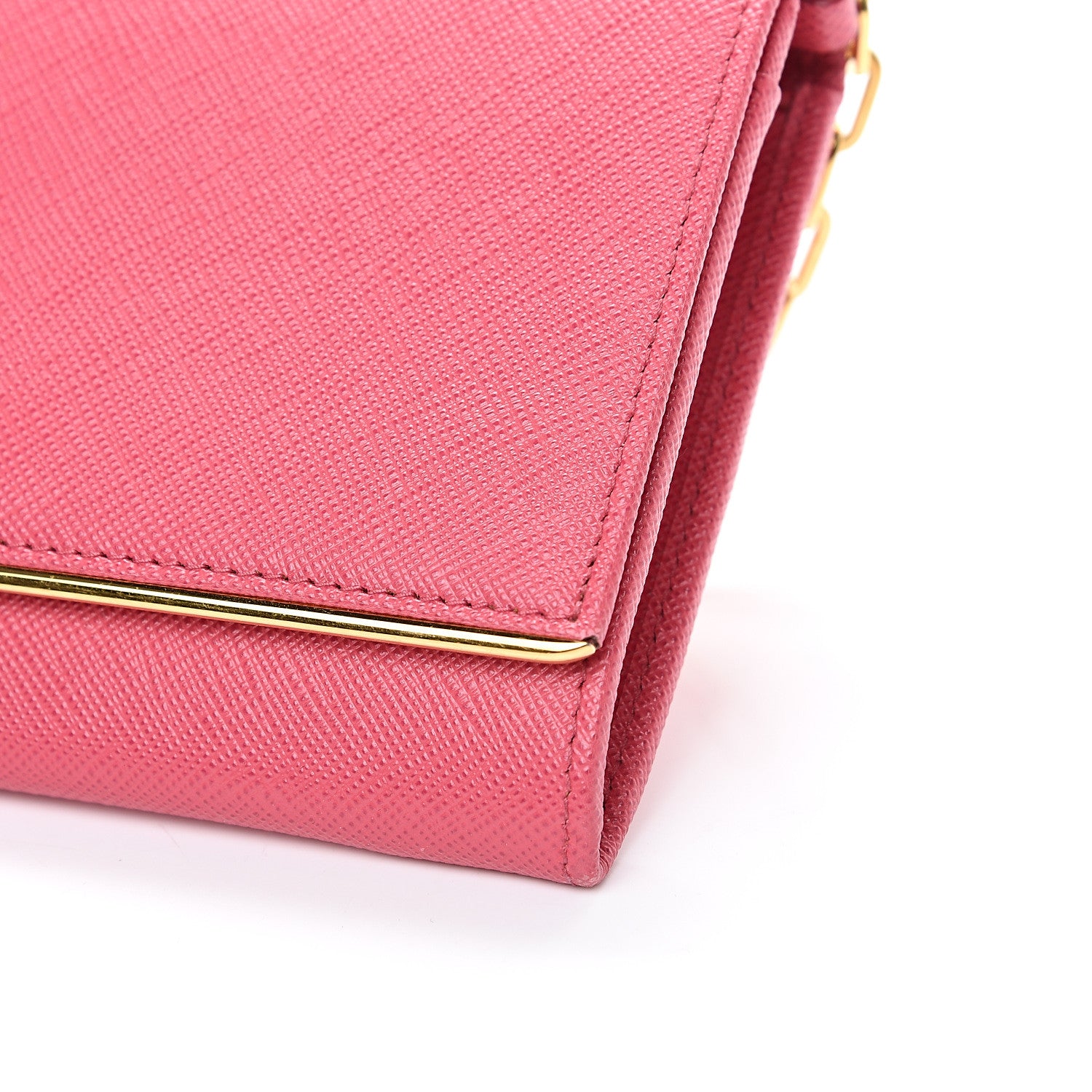 Prada Saffiano Metal Bar Chain Wallet Peonia 9 of 10
