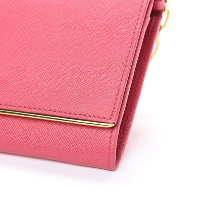 Prada Saffiano Metal Bar Chain Wallet Peonia 9 of 10