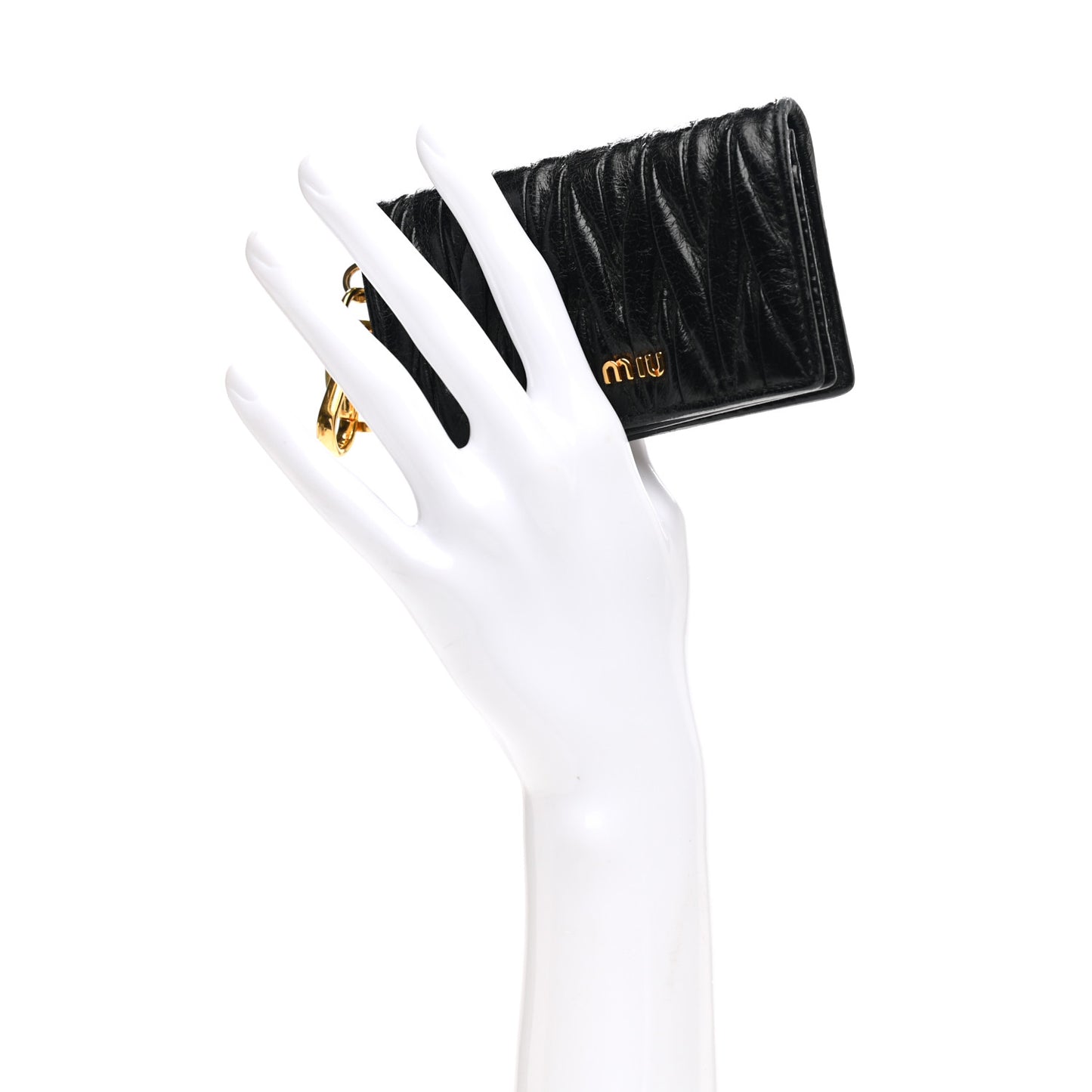 Nappa Matelasse Flap Card Holder Key Ring Black
