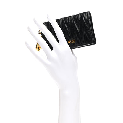 Miu Miu Nappa Matelasse Flap Card Holder Key Ring Black 2 of 7