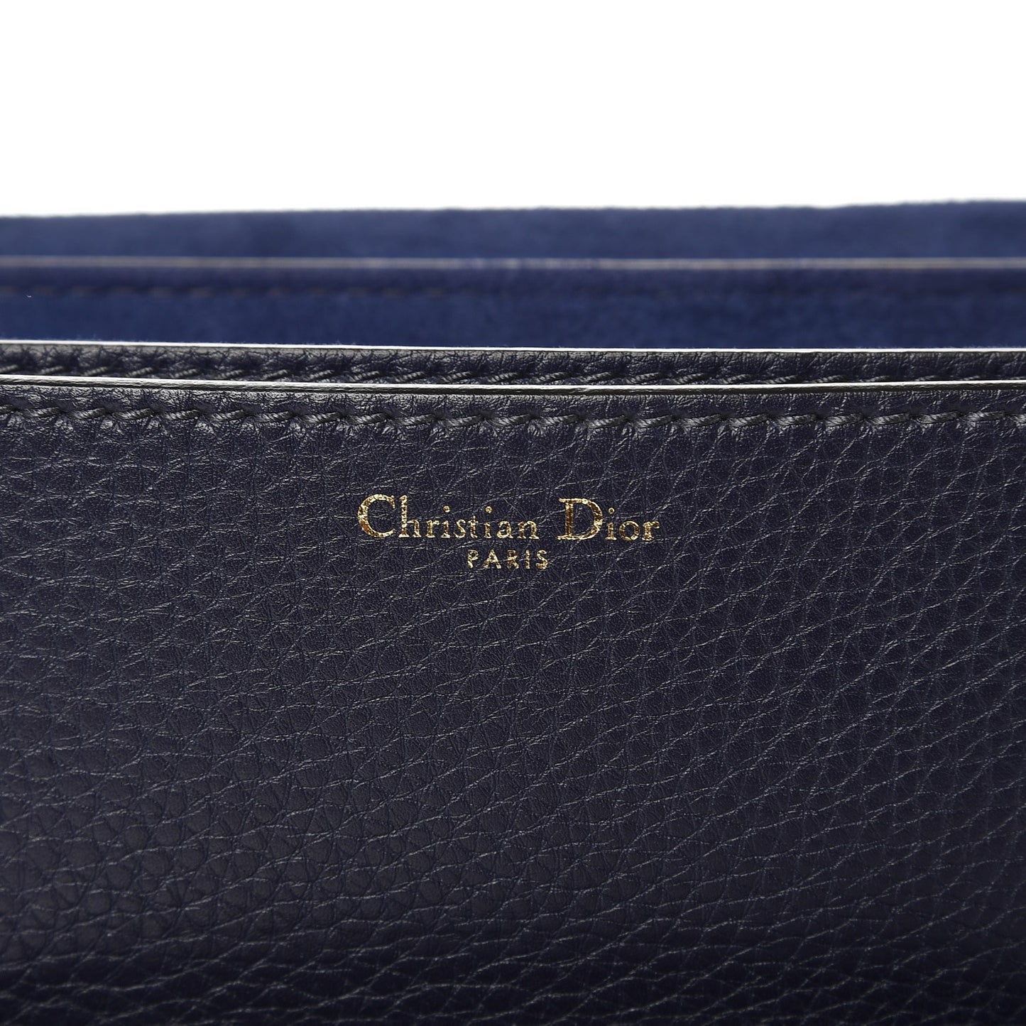 Grained Calfskin Dio(r)evolution Flap Bag Navy Blue