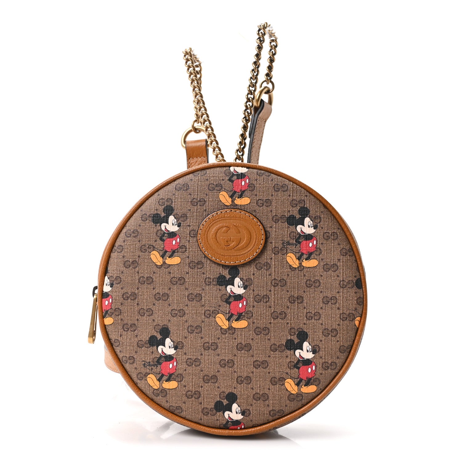 Gucci Mini Vintage GG Supreme Monogram Mickey Mouse Round Backpack Beige Vintage Sun Oil 1 of 10