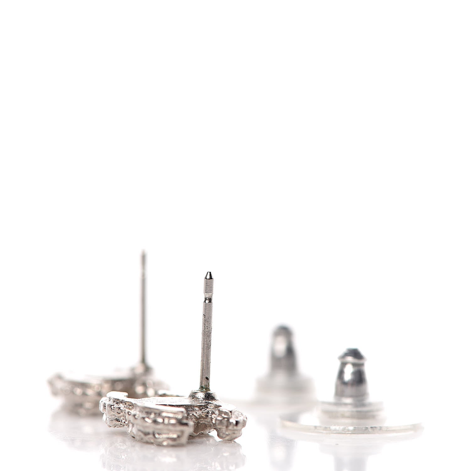 Chanel Crystal CC Earrings Silver 3 of 4
