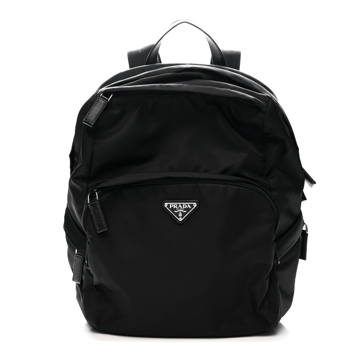 Re-Nylon Saffiano Zip Backpack Black