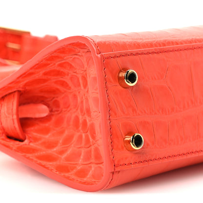 Versace Calfskin Crocodile Embossed Mini Medusa '95 Tote Orange 9 of 11