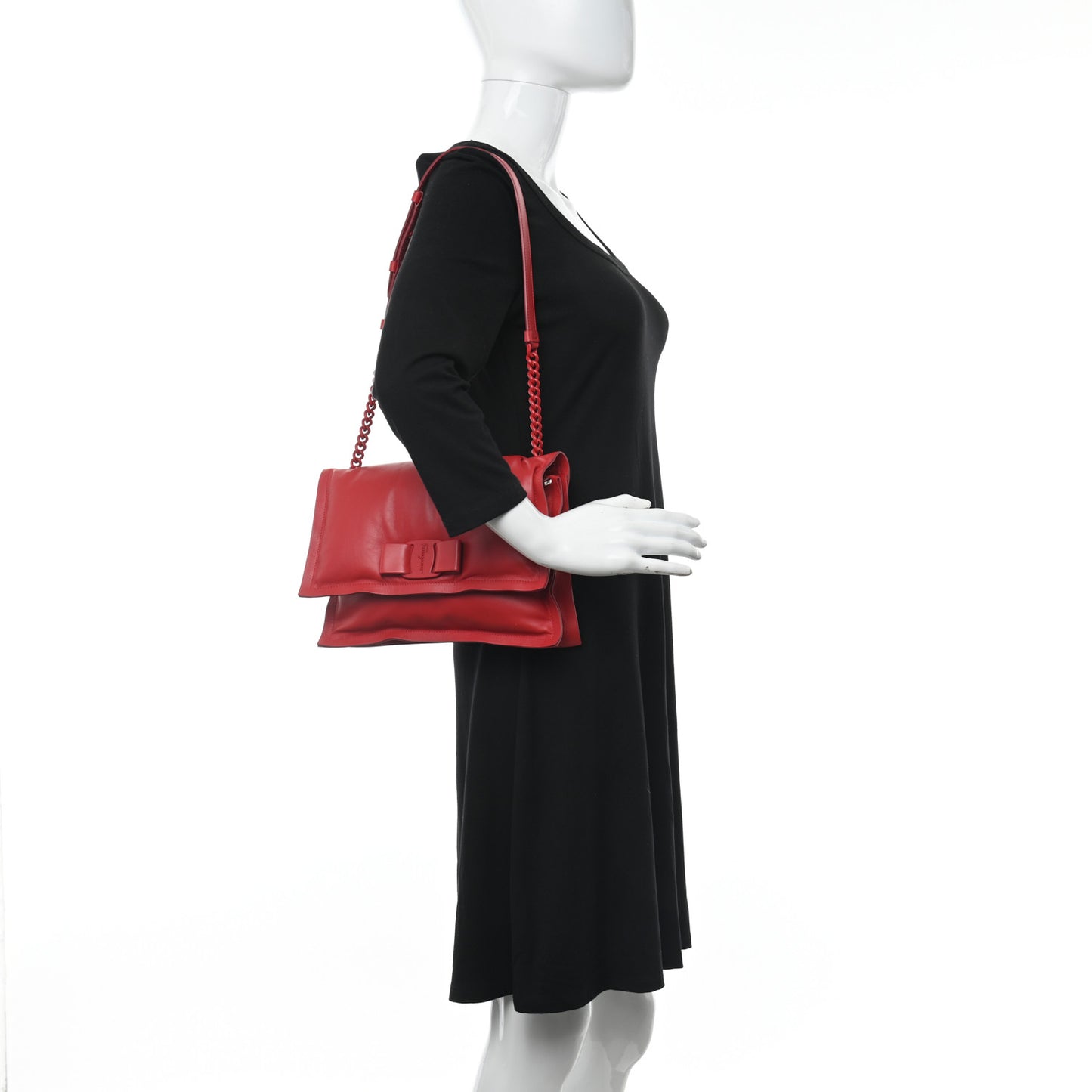 Calfskin Small Viva Bow Shoulder Bag Red