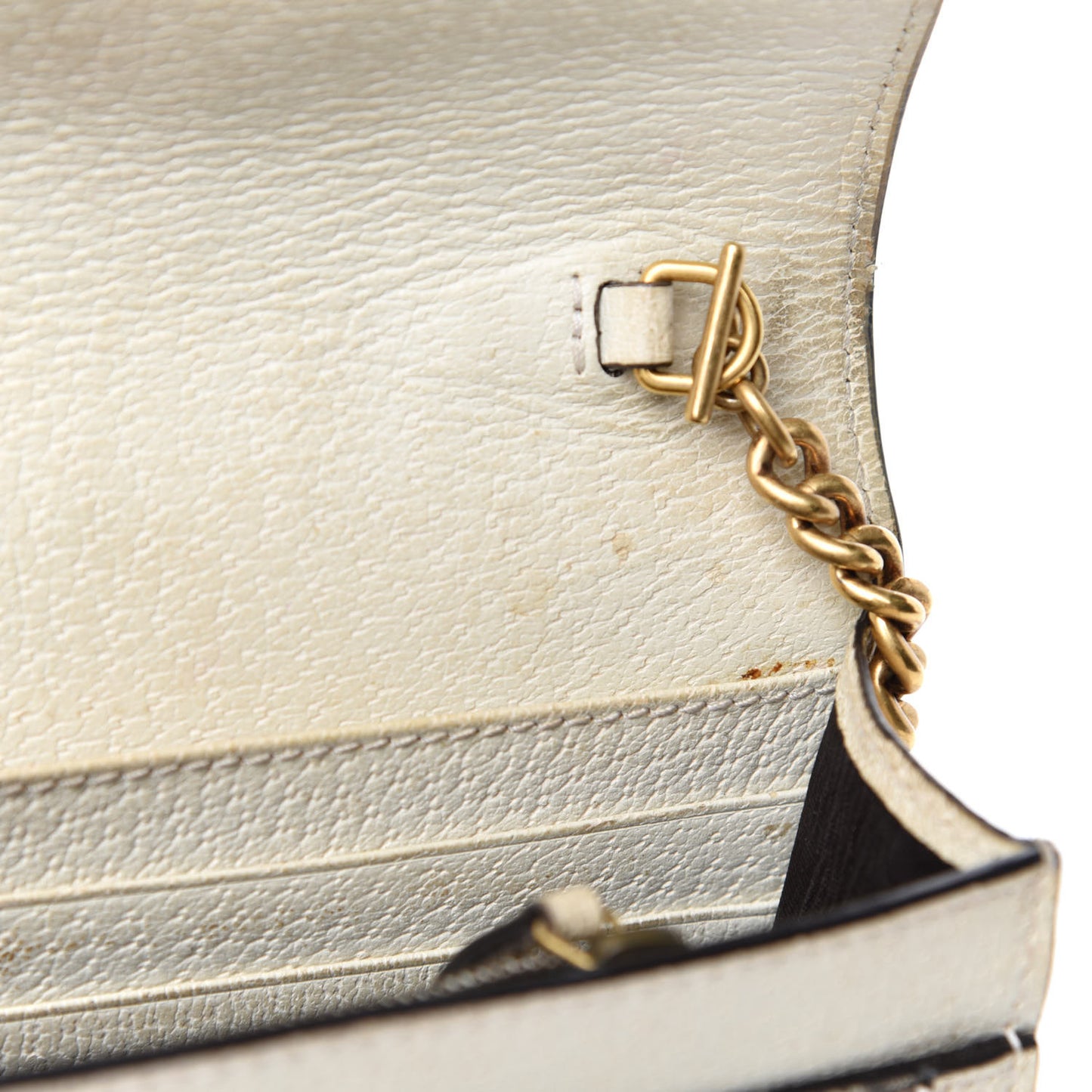 GG Supreme Monogram Web Queen Margaret Chain Wallet White