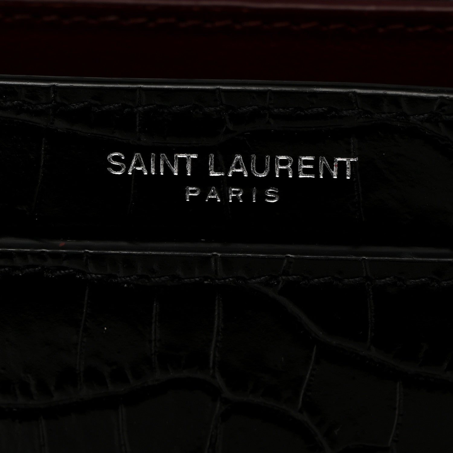 Saint Laurent Calfskin Crocodile Embossed Monogram Cassandra Clasp Bag Black Rouge Legion 6 of 13