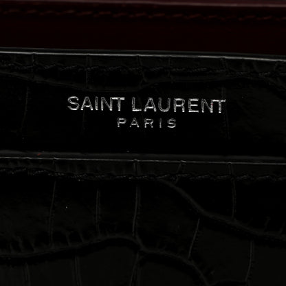 Saint Laurent Calfskin Crocodile Embossed Monogram Cassandra Clasp Bag Black Rouge Legion 6 of 13